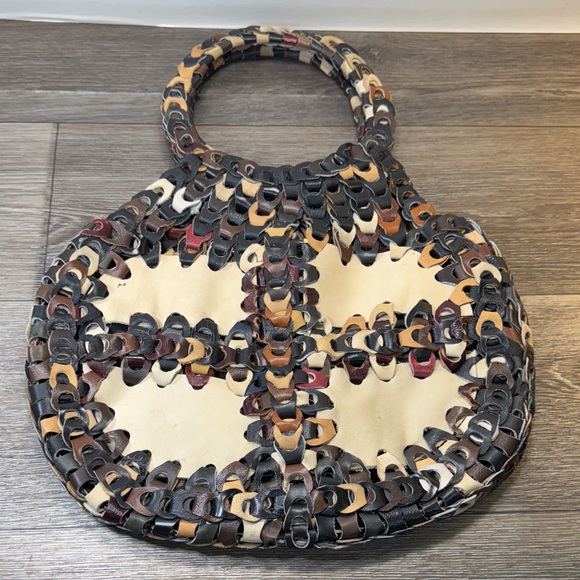 Handcrafted Multicolor leather Woven Bag - Picture 1 of 5